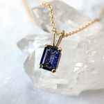 【現品☆希少】14kgf✳︎アイオライトサンストーンのエメラルドカットネックレス
