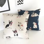 2枚組Cool dogsクッションカバーセット(Ivory×Navy)
