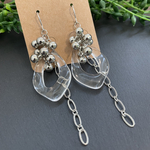 クリア×シルバーのじゃらじゃら大ぶりピアス・イヤリング♡