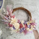 Lune Bonheur＜Charmant＞＊受注制作＊ハーフムーンリース＊三日月リース＊フラワーリース＊春＊プリザーブドフラワー＊お花＊結婚祝い＊新築祝い＊母の日＊お誕生日祝い＊母の日ギフト