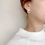 2種類の淡水パールのぶらんこピアス/イヤリング