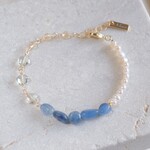 Kyanite bracelet：天然石ブレスレット 淡水パール×カイヤナイト×グリーンアメジスト×シトリン