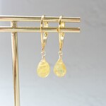 イエローサファイア ペアシェイプカット フレンチフックピアス ゴールド 天然石 フープピアス 初夏