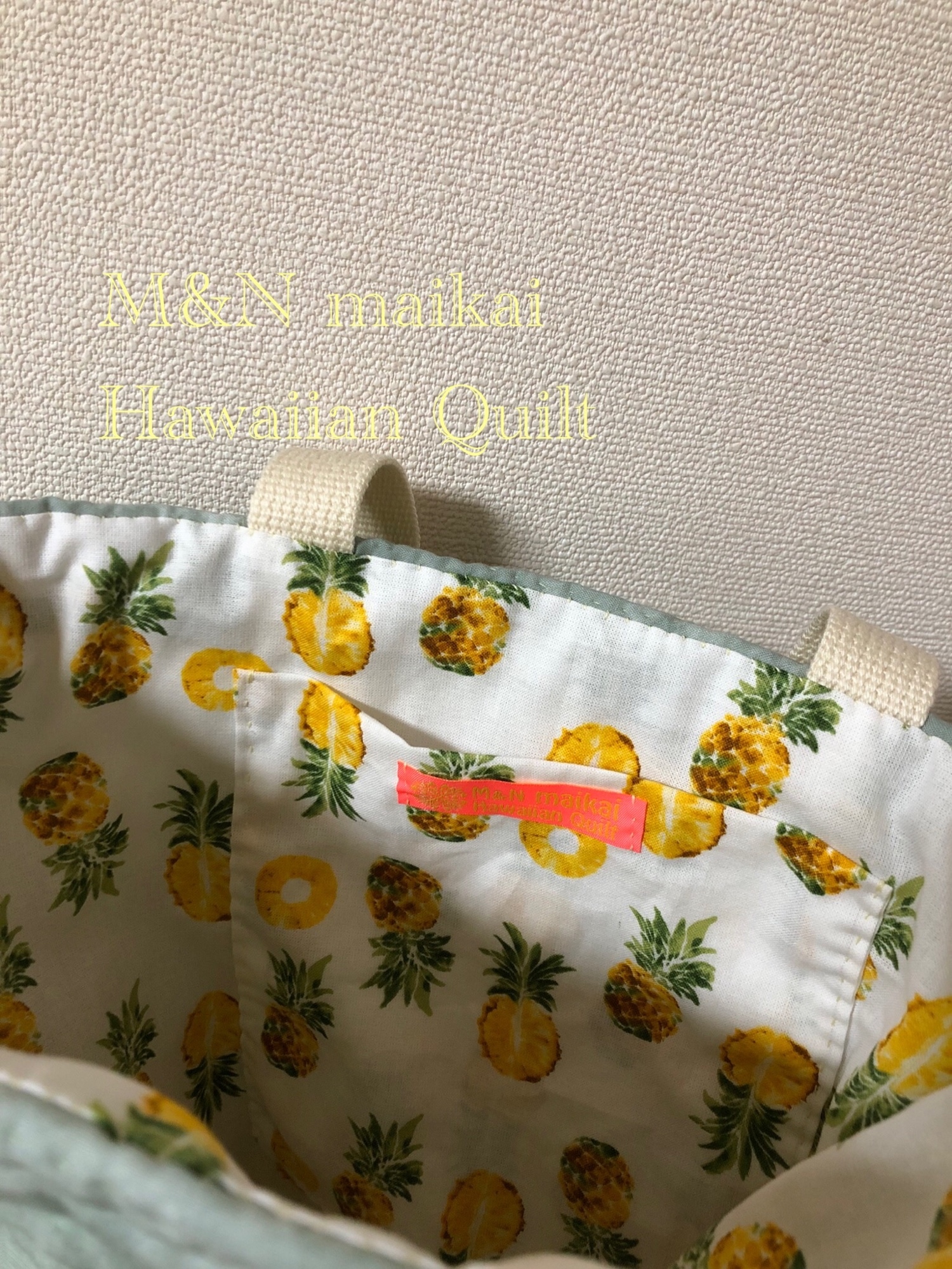 ハワイアンキルト　ハンドメイド　パイナップル トートバッグ ハワイアンキルト ハンドメイド パイナップル トートバッグ