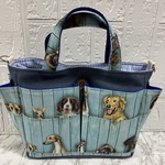 【ハンドメイド】♡ロバートカフマンdog柄♡ポケット沢山お散歩バック