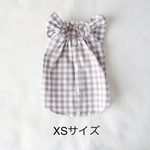 [犬服] XSサイズ 完成品 チワワ　　　　　　　　　　　ギンガムチェック グレー キャミソール ワンピース 背中開き バックオープン