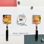 【NEW】026:塗りつぶす先　レジン×絵の具　レッド＆イエロー＆ブラック　スクエア　ゆれる　
