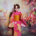 浴衣＆帯のセット　桜　リカちゃん　ブライス　人形　