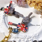 【5/6(土)21時】にゃんフェス🐱🎸ロックだニャ！🕺ロシアンブルー🐾ストラップ(チャーム) 送料無料 ジャンピング猫 レジン