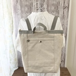 2way バッグ　リュック＆トート　生成り帆布　グレーバンド
