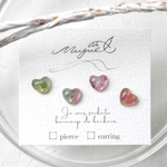 ᴺᴱᵂ𖤐トルマリンの小さな♡  ピアス ／ イヤリング ハンドメイド 