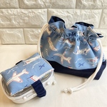 《Cath Kidston生地使用》保冷・保温機能付きお弁当袋・保冷剤ケース付きランチベルト　2点セット(飛行機)