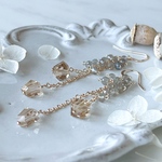 ＊再販＊【14kgf】シャンパンクォーツ×ラブラドライト＊ロングピアス