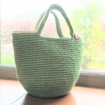 kakokem***専用　麻ひもバッグ　きみどりにアイボリーの縁取り