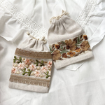 【お得セット】インド刺繍リボン 巾着ポーチ ミニ巾着 小物入れ アクセサリーケース  コップ袋 ハンドメイド 2点セット