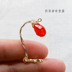 白色LED組込・電池式グースネックランプ★朱色の雫・カットガラス★光るミニチュアライト（1/12）ミニチュアランプ・ビーズランプシェード・ドールハウス・スタンドライト・照明器具