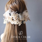 アネモネとオーガンジーリボンのヘッドドレス/ヘアアクセサリー(アンティークホワイト)＊ウェディング 結婚式 成人式 白無垢 振袖小物 袴 和装小物 前撮り 後撮り 卒業式 髪飾り