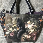 アッシュデザイン　ピンクブーケと黒猫　ロクサーヌ　ビッグバッグ