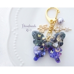 お花いっぱい❁︎蝶々チャーム*:.＊ブラック×ブルーパープル