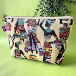 カラフル服のアフリカ女性柄 ファスナーポーチ 化粧ポーチ プチギフト  マチ付き