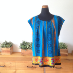 ＜Sweet African＞アフリカ生地のフレンチスリーブのチュニック＜Blue＞ 