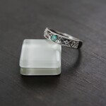 エメラルド　ハートフィリグリー　ワイドリング　SILVER925