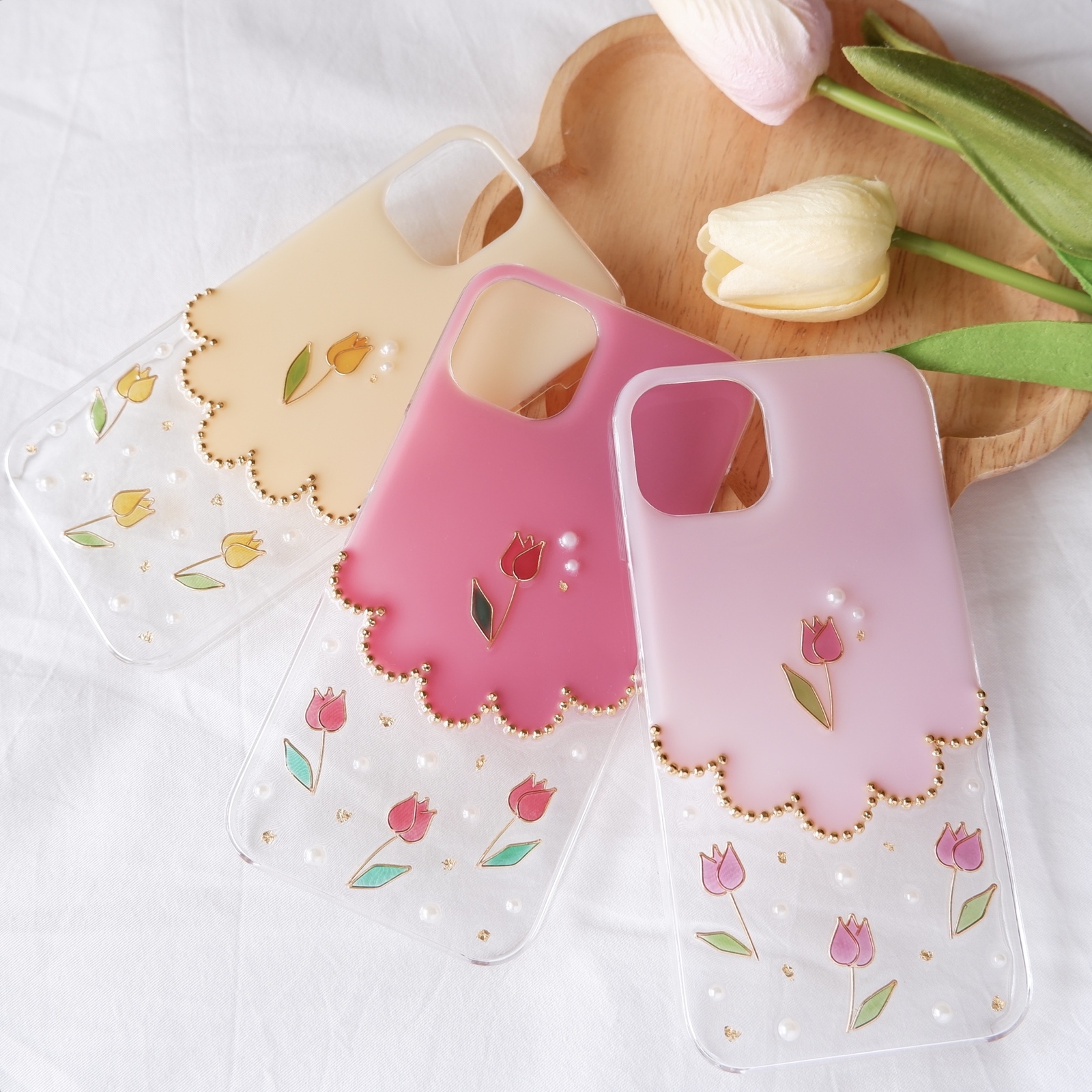 チューリップとスカラップのスマホケース❁.*･ﾟ