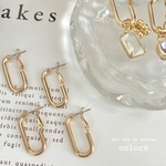 【4個】オーバルフープピアス●ゴールド