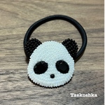 パンダのヘアゴム　ビーズ刺繍