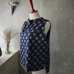 ◆直接着られるベスト◆裏パイルニット◆厚手◆ドットネイビー◆