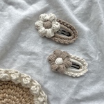 【コットン糸のパッチンピン🌼おはな】ぱっちんピン  編みぐるみピン　ヘアピン　パッチン留め　花　お花