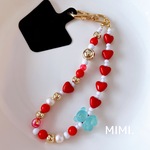 スマホハンドストラップ❤️🧸ビーズストラップ⚪️スマホストラップ🔴ビーズキーホルダー🤍Heart♡スマホ用タグ付☺︎/ MIMI.