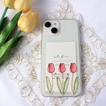 3連赤チューリップ スマホケース 　全機種対応　iPhoneケース　ハードケース　花柄　かわいい　韓国　オシャレ iPhone14 iPhone13 iPhone12