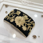 インド刺繍リボン　ポニーフック　ビーズ刺繍　刺繍小物　バレッタ　ヘアゴム