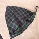 ブラックウォッチ　ひも付きタックバブーシュカ三角巾