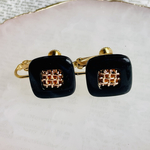 インポートボタン　イヤリング　ブラック