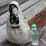 ◇ ナチュラルリネン＊大きめぷっくり☆bag＊A4雑誌入ります。革 ◇ ④