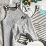 【受注製作】ニット サロペット グレー×ボーダー size80