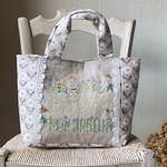 願いを込めて*ガーデニングの子供と花*刺繍*トートバック*スミレ*北欧*サンプラー
