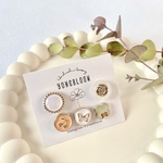 【5個セット】アンティーク風1粒ピアス♡イヤリング サージカルステンレス ノンホール樹脂ピアス 蝶々 さくらんぼ お花 ボタン プレゼント ギフト