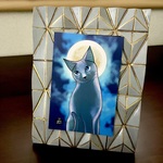 No.07 満月の夜の黒猫のイラストのポストカード 【ネコペルタ】