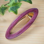 ★新作-パープルハートの穴の開いたオーバルヘアクリップ（02）長さ8.5cm