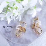 No.5706　クリアピンクフープ✿パール　ピアス/イヤリング