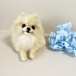 羊毛フェルト　ケース付き　伏せをするポメラニアンちゃん　送料無料ゆうパック発送