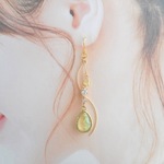 K16オーロラドロップ×ジルコニアとキラキラウェーブの上品イヤリング/ピアス✨（春・夏・雫・オーロラ・イエロー・クリア・ミントグリーン・螺旋・ロング・揺れる・大人可愛い）