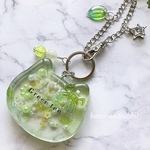 緑茶色猫ちゃんシェイカーバッグチャーム Green tea♡
