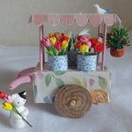 ネコのワゴンの花屋