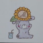 消しゴムはんこ♪　ふわふわうさぎちゃんとひまわり　暑中見舞い　夏