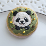 【ドーナツパンダ✴︎抹茶🍵】刺繍 ブローチ 