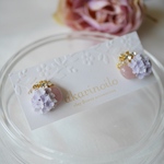 紫陽花のピアス/イヤリング(パープル)